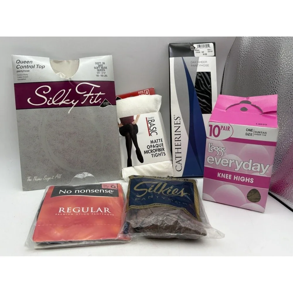 Queen Size Pantyhose Tights Knee Highs Lot 14 Pair Leggs Silky Fit New
